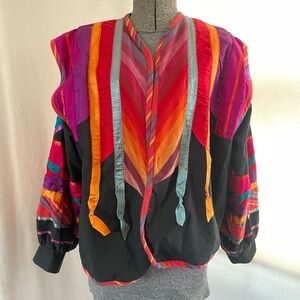 Vintage cotton/silk jacket with ribbon fringe